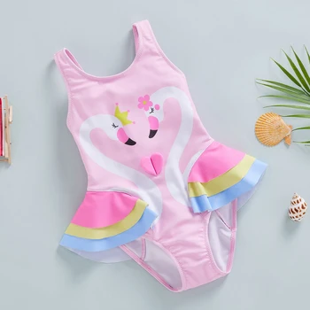 Girls  Swimsuit Sleeveless Round Neck Mermaid Print Summer Beach Ruffle Bodysuit Swimwear with Bow Detail 2