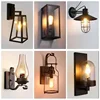 Home Decor Wall Lamps Candle Glass Iron Art Led Lights Nordic Retro Loft Living Room Aisle Corridor Hotel Restaurant Lampe Salon 5