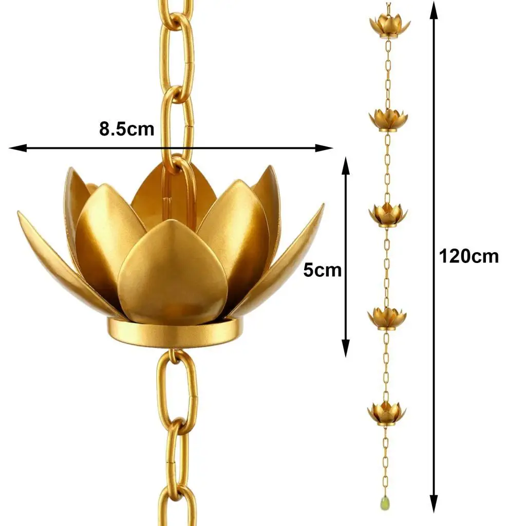 Lotus Rain Chains for Gutters, Rainwater Catcher Chains for Divert Water, Catcher Chain, Lotus Cup Rain Chain