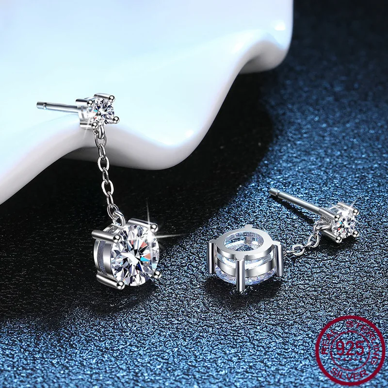 S925 Silver Ear Nail Mosang Diamond Light Luxury Tassel Four Claw D Color One Carat Ear Thread Wedding Jewelry Wholesale