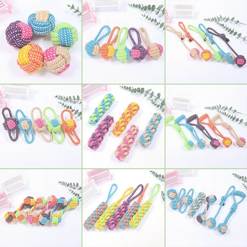 Giocattoli per cani da compagnia per cani di piccola taglia Giocattolo interattivo Corda di cotone Mini giocattoli per cani Palla per cani Accessori Spazzolino da denti Masticare Giocattolo per cuccioli