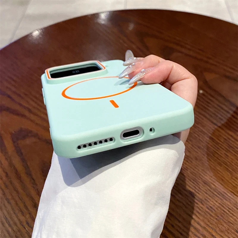 Luxury Matte Magnetic Solid Phone Case with Wireless Charging and Shockproof Camera Protection