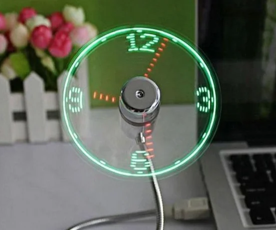 Intelligente Echtzeit-Wohnheim-Schnittstelle holographische Uhr Projektionsventilator Büro kleine Desktop-Beleuchtung_voghion.com