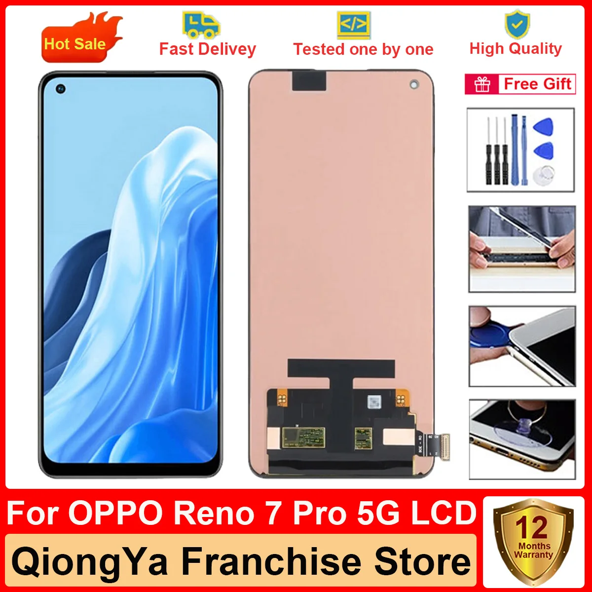 

100% 6.55" Tested Original reno7 pro Display For OPPO Reno 7 Pro 5G PFDM00 PFJM10 CPH2293 LCD + Touch Screen Digitizer Assembly