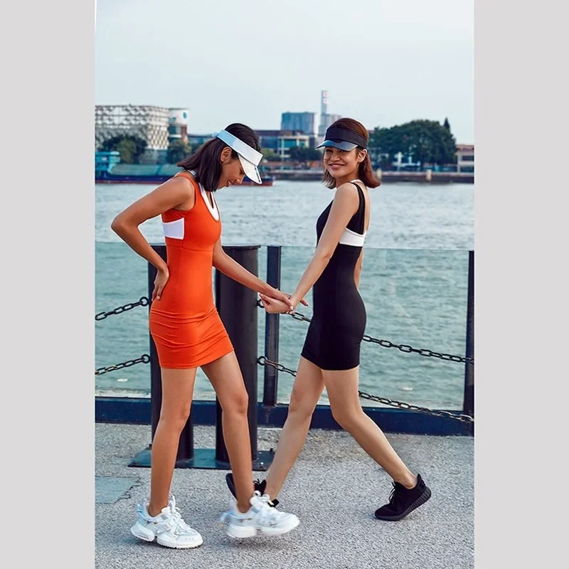 New Tennis Dress Sports Dress Anti-light One-piece Yoga Clothes Breathable Quick-drying Fitness Clothes Women Tennis Skirt