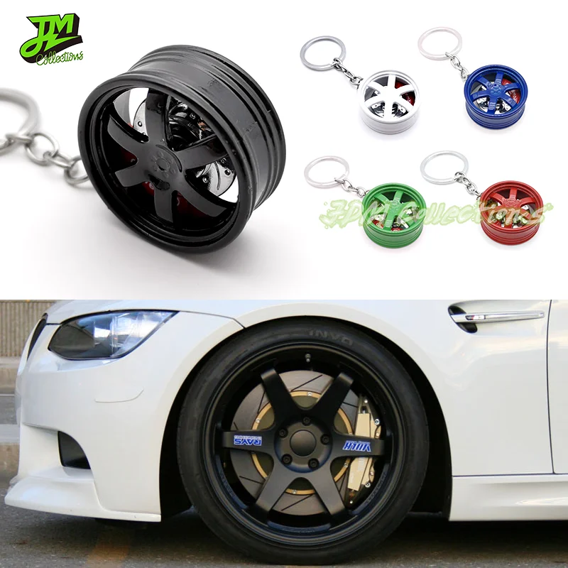 JDMDesign5ColorsCarWheelHubKeyChainHubBrakeDiscKeyringZinc
