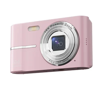 2.4 Inch Retro Digital Camera 4K HD Small Portable CMOS Mini Camera 50MP 16x Zoom Video Recorder Camera Pink -B12B 1