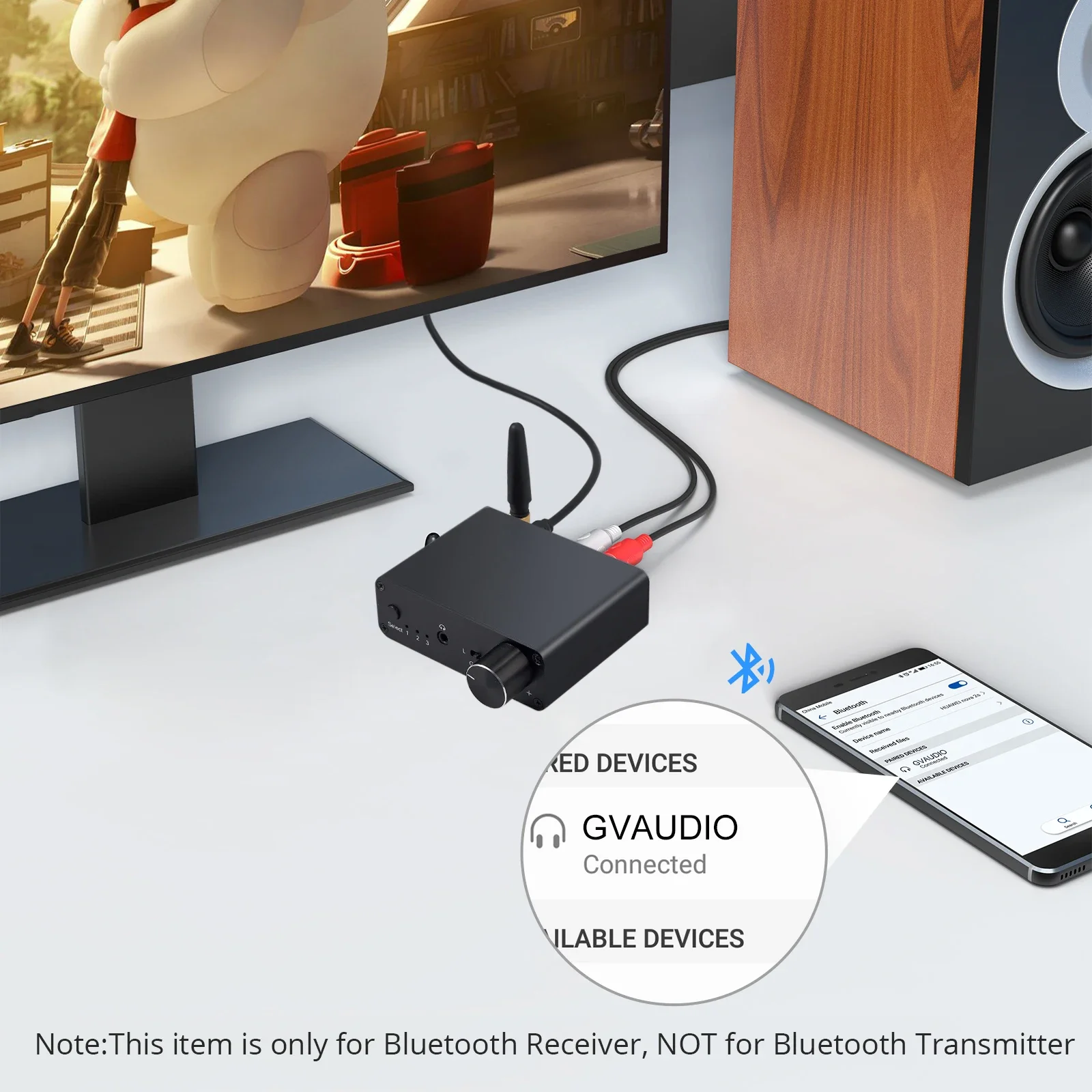 Bluetooth-compatible DAC Converter with Headphone Amp Digital To Analog 3.5mm Audio Adapter Support AAC HomeAudio