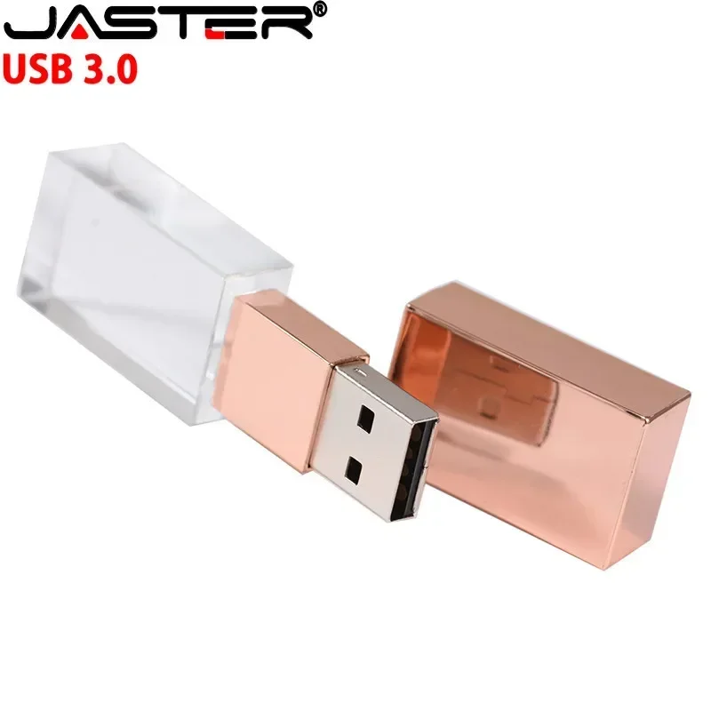JASTER USB 3.0 Flash Drive New Crystal Free custom logo Pen drive 3D Laser Engraving 32GB 64GB Memory stick Creative gift U disk