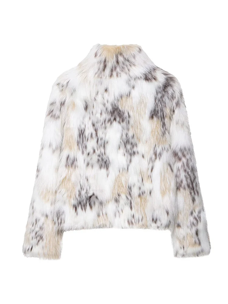 2025 Fall Winter Women Casual Faux Fur Jackets Fashion Streetwear Stand Collar Warm Oversized Thick Coats Ladies Elegant New