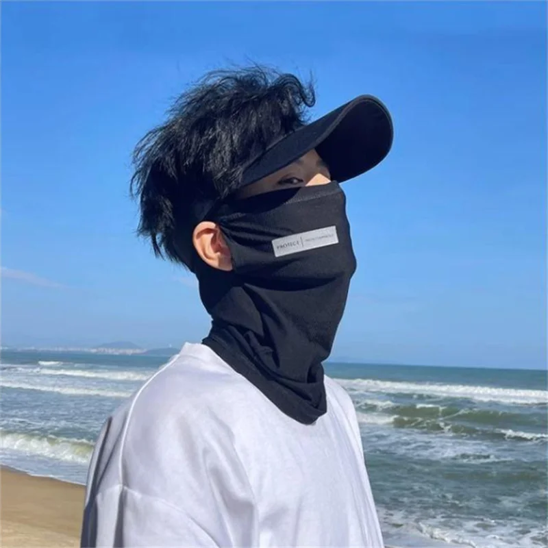 Men Cycling Mask Solar Arm Sleeved Bicycle Mask Long Sleeved Ice Silk Drive Arm Cover UV Protection Sun Resistant,face mask