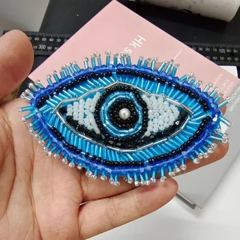 Accessori Moda Fringe Eye: Patch Decorativa Fai-da-te con Perle e Perline, Spilla Artigianale per Borse e Cappelli