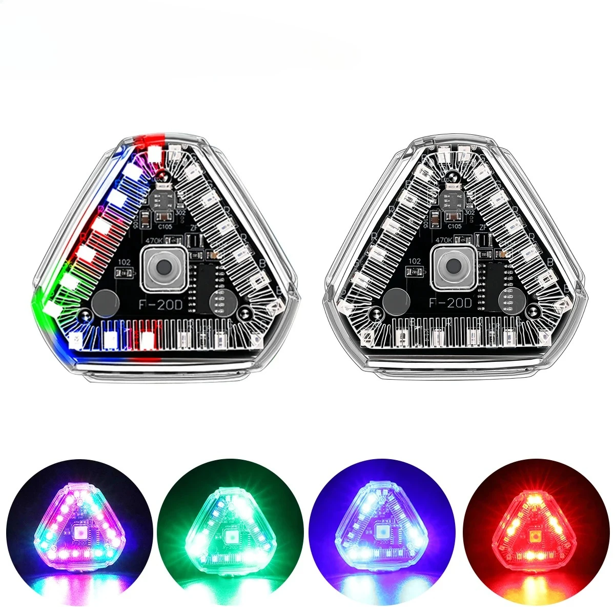 Triangles Solar Power Strobe Warning Light Motorcycle Car Motorbike Tail Colorful LED Night Rear Collision Flashing Signal Lamp