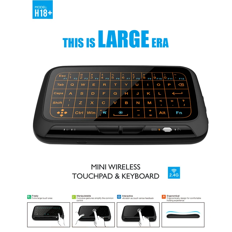 2.4G Wireless Keyboard H18 Plus Air Mouse Mini Touch Keyboard Large