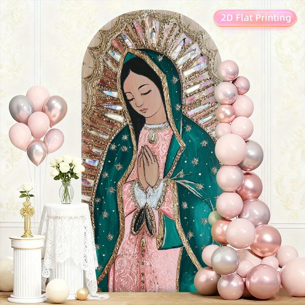 VIKAMA Porträt der Jungfrau von Guadalupe mit elegantem Bogen-Hintergrund – perfekt für Hochzeiten und Feiertagsdekoration – Wandkunst-Dekoration – Detail 3