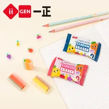 

4pcs/lot Pop Blind Box Fruit Vegetables Sandwich Students Pencil Eraser Sliced Rubber Candy Packaging Stationery Office Supplies