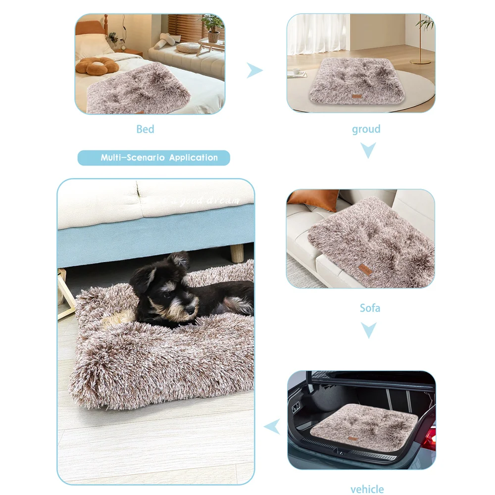 Dog Bed Pet Mat Pet Bed Washable Plush Crate For Dog Anti-Slip Mat For Cat Fluffy Comfy Sleeping pet bed pet bed mat dog kennel mat