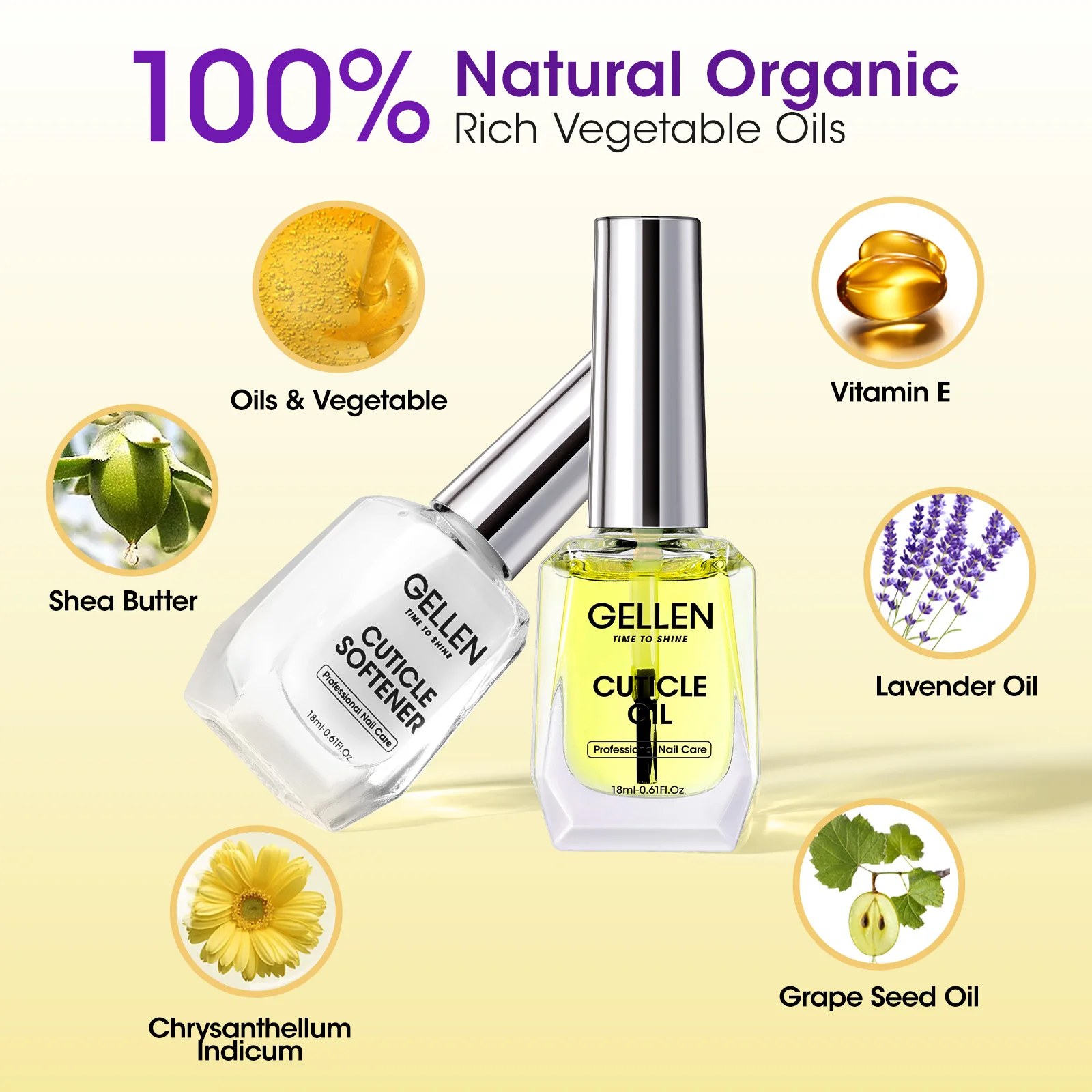 GELLEN Nail Care Essential Set - Salon Quality Manicure & Pedicure Kit with Base Coat, Top Gel, and Cuticle Softener Oil (4PCS)