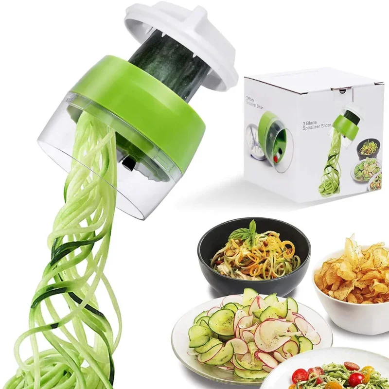 Handheld Spiralizer Vegetable Fruit Slicer Adjustable Spiral Grater Cutter Salad Tools Rotary Grater Kitchen Items Accessories