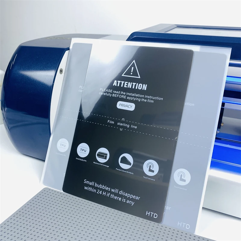 Vormir 50pcs TPU Privacy Hydorgel Film Sheets for iPhone 14 13 12 Pro Curved Screen Protector SS 890C Cut Machine HD Blue Films