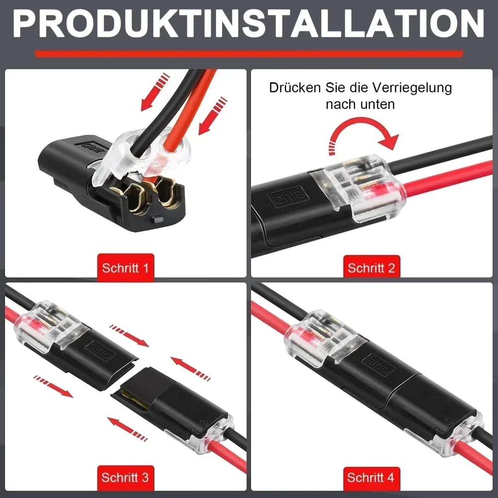 Dual Wire Waterproof Quick Connectors with Locking Buckle and Snap Clamp