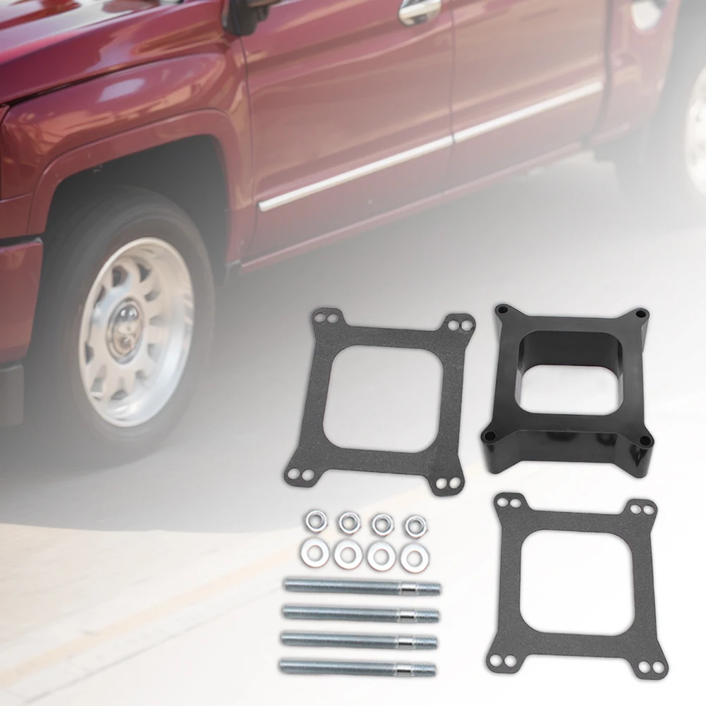 Open Phenolic Carburetor Spacer with Gasket Screws Kit Black Carb Spacers Square Open Center Carb Spacer for Holley 4150/4160
