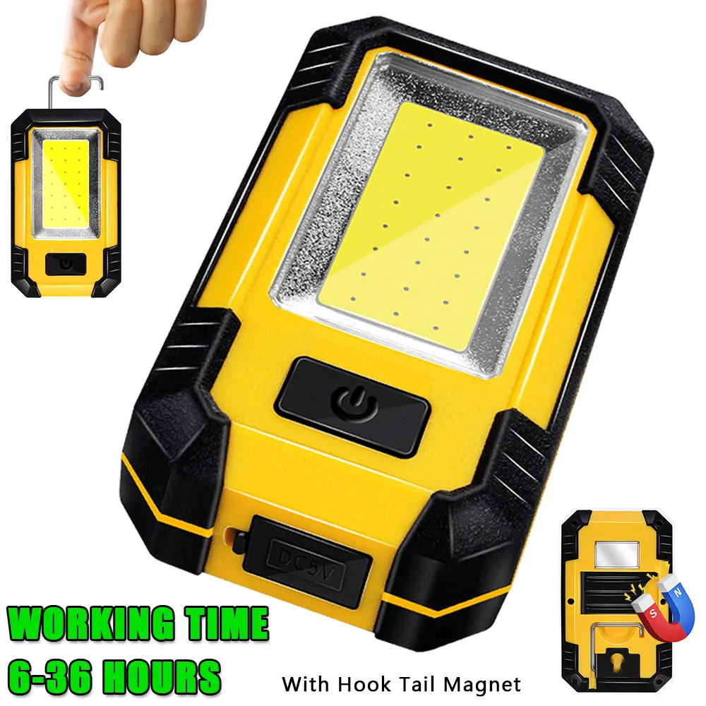 

Rechargeable Working Light COB High Bright Flashlight Outdoor Waterproof Camping Fishing Multi-Function Tool with Hook Magnet