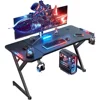 40 INCH Gaming Desk with LED Lights, Home Office Gamer Desk, Ergonomic Computer Table with Large Carbon Fiber Desktop 6