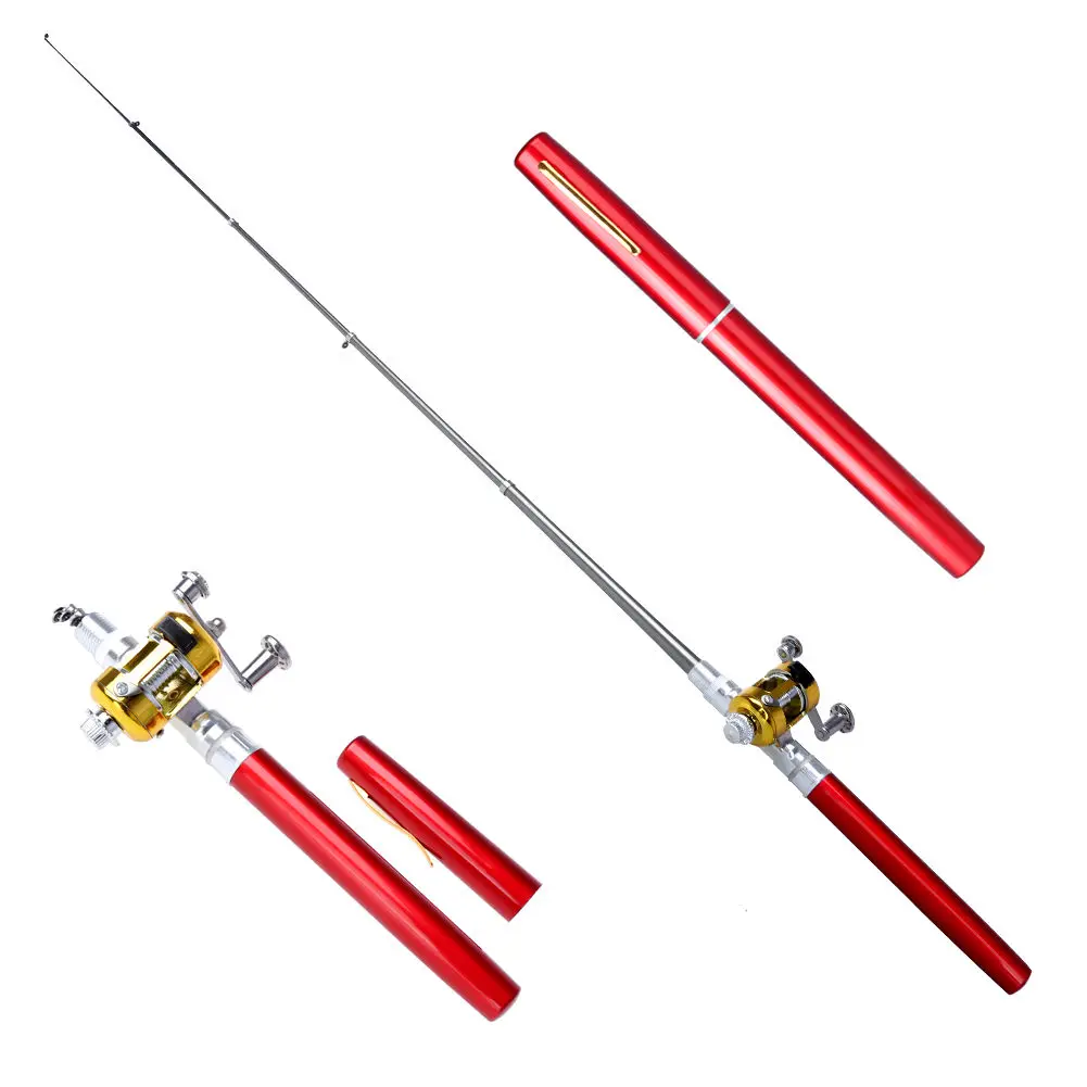 Pen Fishing Pole 39 inch Mini Pocket Fishing Rod and Reel Combos Travel Fishing Rod Set - Pocket Fishing Rod Pole + Reel Aluminum Alloy + Fishing