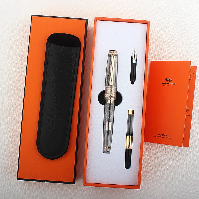 Jinhao 82 Resin Fountain Pen Iridium Extra Fine & Fine Nib with Converter, New Colors with Golden Clip Writing Pen Set