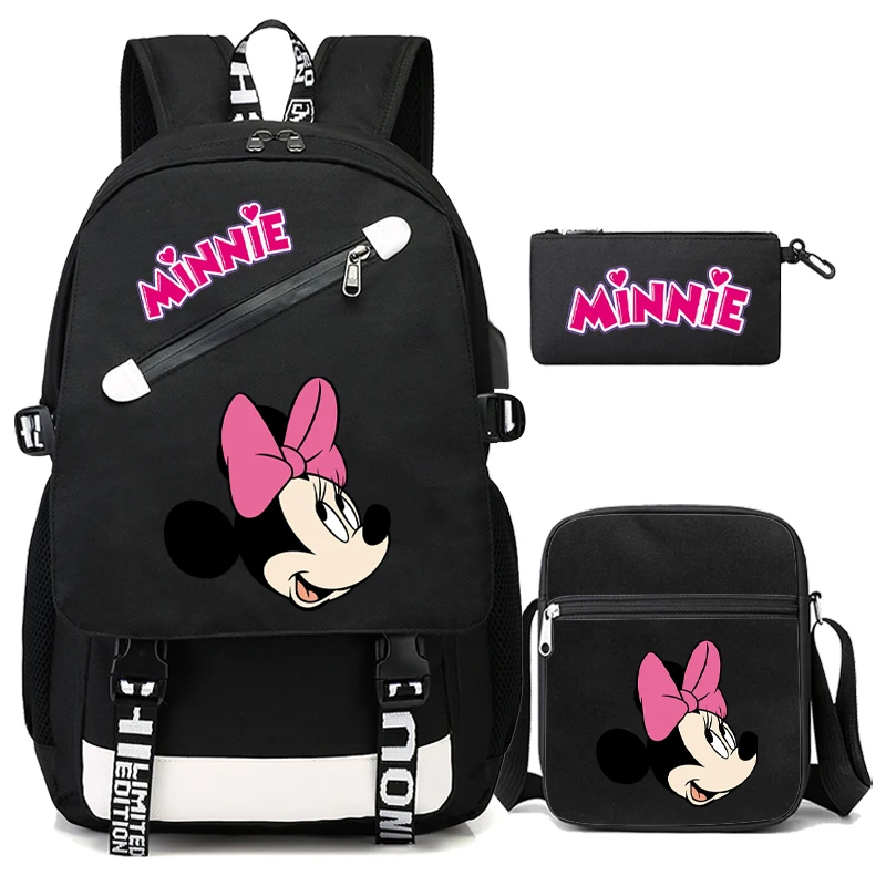 

3 шт./набор, холщовый рюкзак с принтом Микки Мауса Для девочек и мальчиков