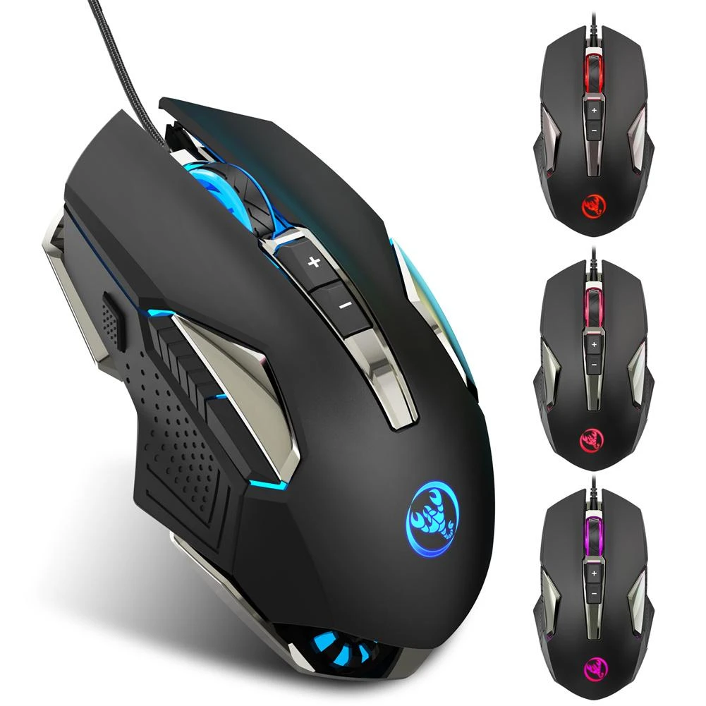 Wired Game Mouse Colorful Luminous 2 Buttons 8000dpi Adjustable 8D Ergonomic Computer Gaming Mouse For MOBA/FPS Games Computer top wireless mouse
