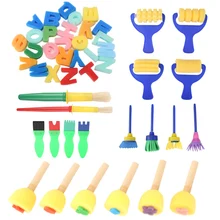 

46PCS Kid Sponge Painting Stamp Roller Brushes Capital Letters Educational Painting Tool Toy 46pcs