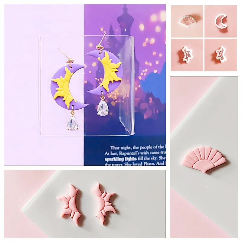 Polymer Clay Cutter Soft Pottery Fan/sun/moon Shape for DIY Earrings Pendant Making