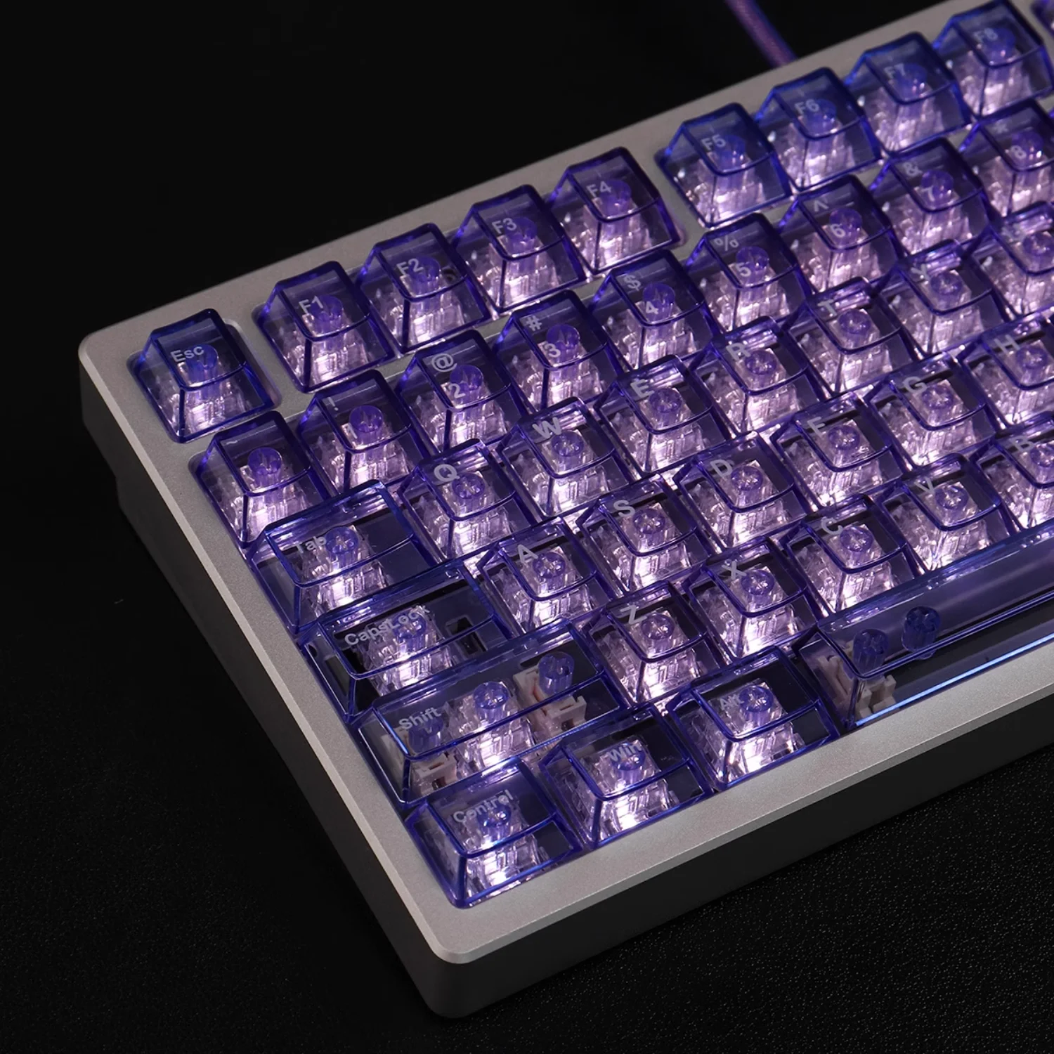 

Purple Crystal Translucent Cherry Keycaps PC 156 Keys Large Set for 60/84/98/108 Mechanical Keyboards