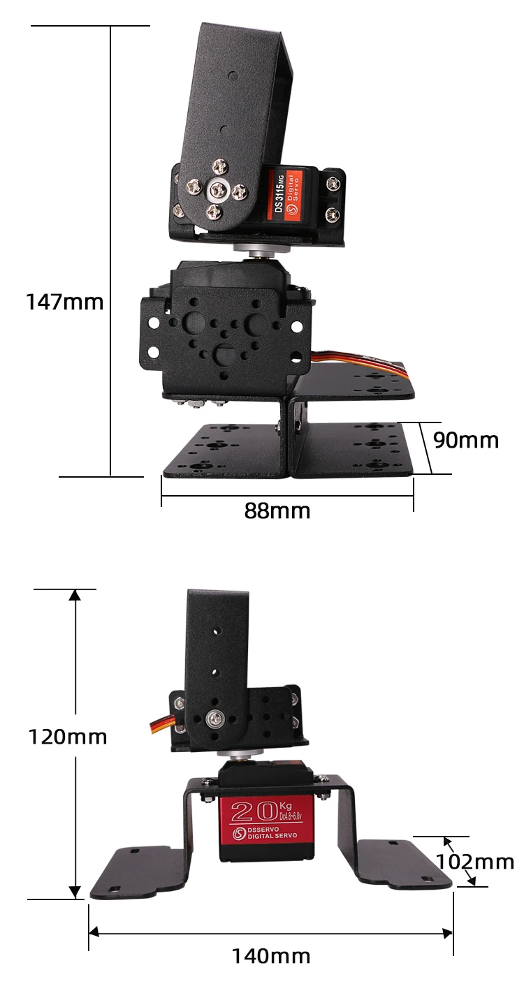 2 DOF rotante Robot manipolatore Kit cardanico meccanico in lega metallica per Robot Arduino con controllo MG996 Ps2 Kit fai da te programmabile - immagine 3