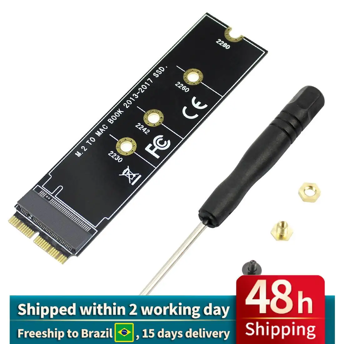 M.2 PCIe AHCI SSD 어댑터 카드, 맥북 에어 2013 2014 2015 2017 A1465 A1466 프로 A1398 A1502 A1419 2230-2280 SSD용