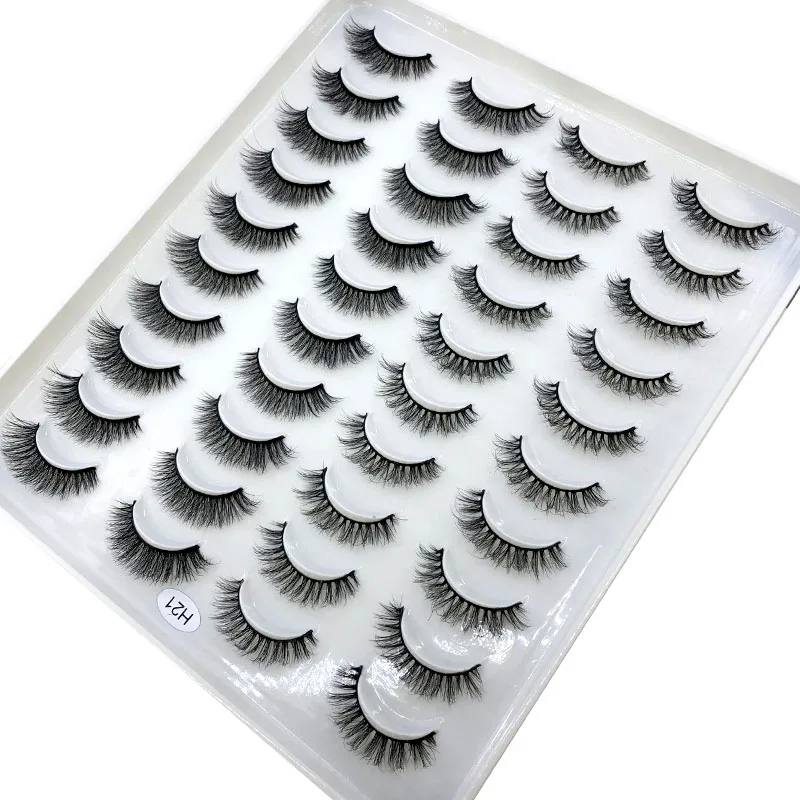 20 Paar 3D-Faux-Nerzwimpern, natürliche falsche Wimpern, dramatisch, flauschig, weich, dünn, Volumen, Kreuz, wiederverwendbare Wimpern-MaKeup-Tools – Detail 23
