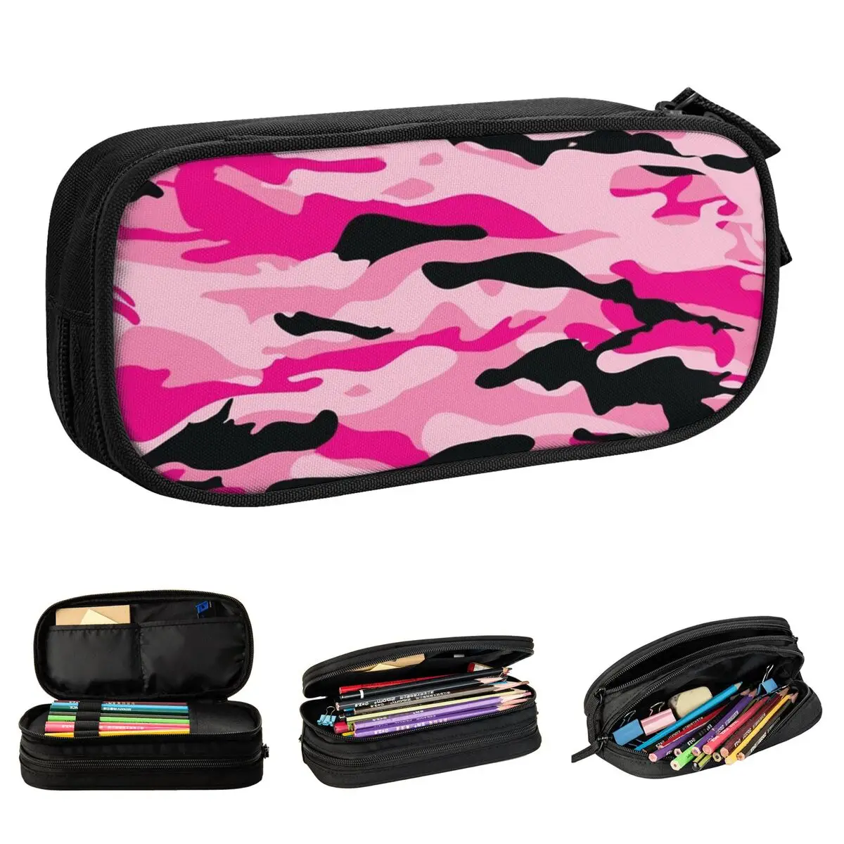 

Pink Army Camouflage Pencil Cases Fun Pen Bags Kids Big Capacity School Supplies Gift Pencilcases