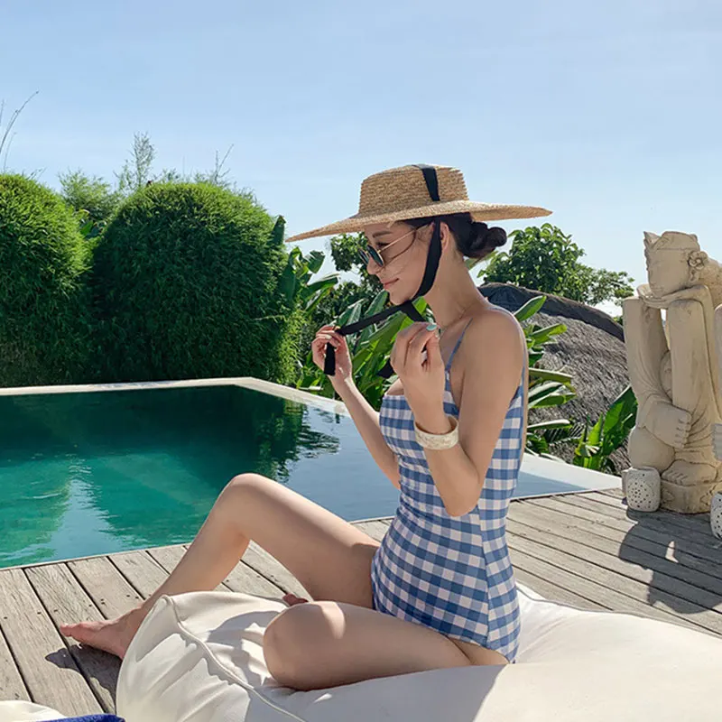 

Plaid Swimsuit Ladies Conservative Swimwear One Piece Swimwear Sexy High Waist Bikini 2022 Hot Spring Swimwear Sexy Swimsuit