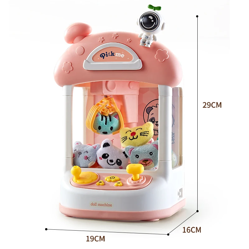 Automatic Doll Machine Toy for Kids Mini Cartoon Coin Operated Play Game  Claw Crane Machines with Light Music Children Toy Gifts