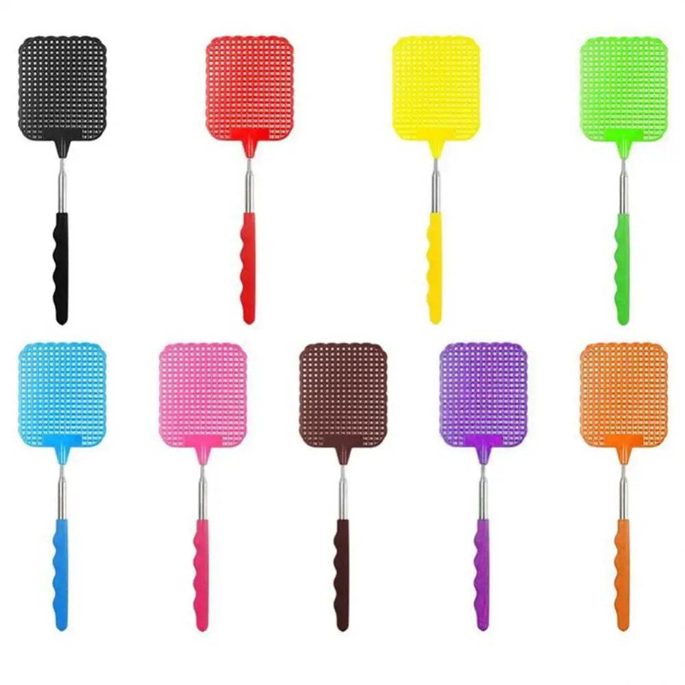 

1Pcs Mini Retractable Plastic Fly Swatter; Stainless Steel Non-slip Handle; Summer Mosquito Swatter; Fly Killer For Home Garden