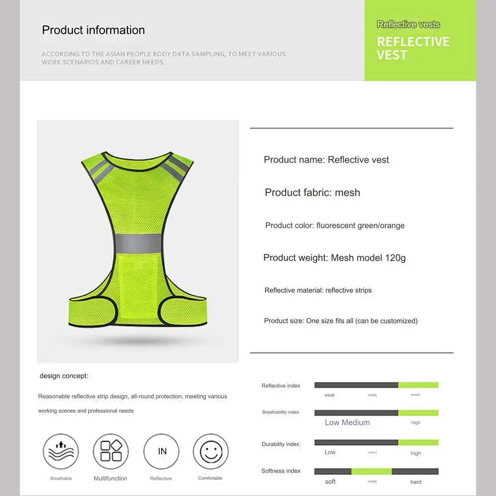 Outdoor Night Riding Running Reflective Vest Safety Security Sports Vest Night Bicycle Cycling Riding Jogging Guiding Light,reflective safety vest