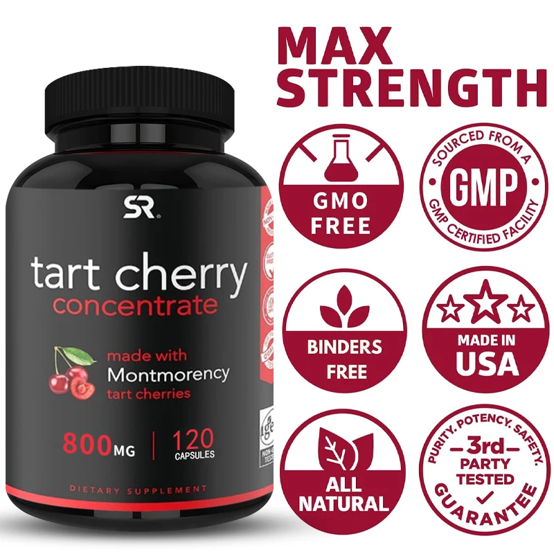 

Tart Cherry Concentrate Capsules, Made From Natural Organic Cherries, Non-GMO & Gluten-Free, Flavonoid Softgels