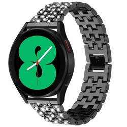 Luxury Diamond Metal Bracelet Band, 20mm 22mm Adjustable Strap for 20mm watch band (Black 02)