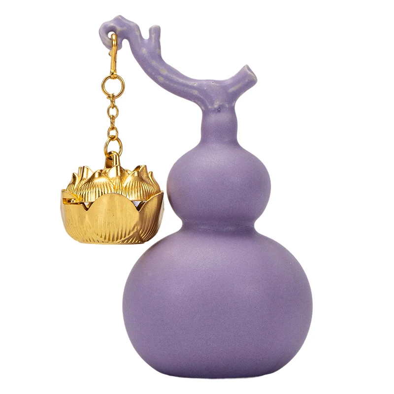 Creative Ceramic Purple Gourd Aromatherapy Stove, Home Indoor Zen Ceremony Decor, Chinese Style Personalized Incense Burner, 1Pc