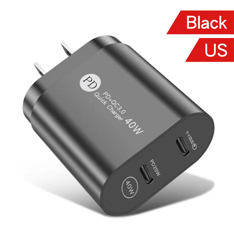 ANSEIP Dual Type c 40W charger QC 3.0 Wall Fast charge adapter Usb c Quick Charge For iPhone 13 12Pro iPad Huawei Xiaomi Samsung usb 5v 2a Chargers
