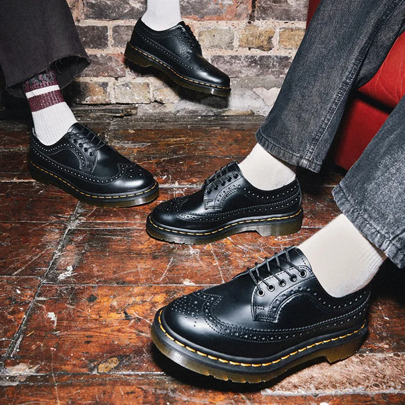British Style Spring Retro Split Leather Women's Brogue Shoes Female Perforated Ornament Oxfords Round Toe Dress Flats 35--46