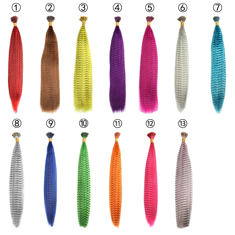 MISSQUEEN-extensiones de cabello sintético de plumas de colores para mujer, extensiones de Peluca de fibra de alta temperatura, 16 