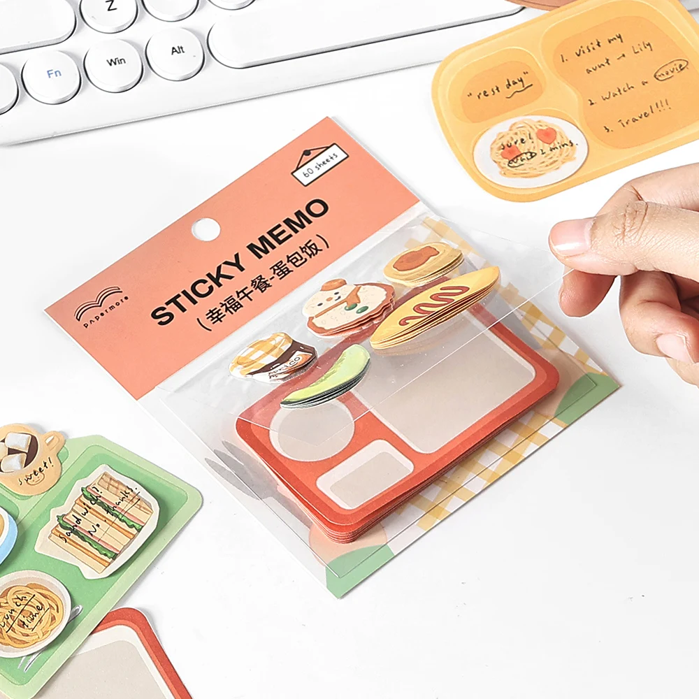 Mr. Paper 60 Sheets/Pack Sticky Note Lunch Themed DIY Notebook Decoration Suitable for Office and School Writing Notes - 6